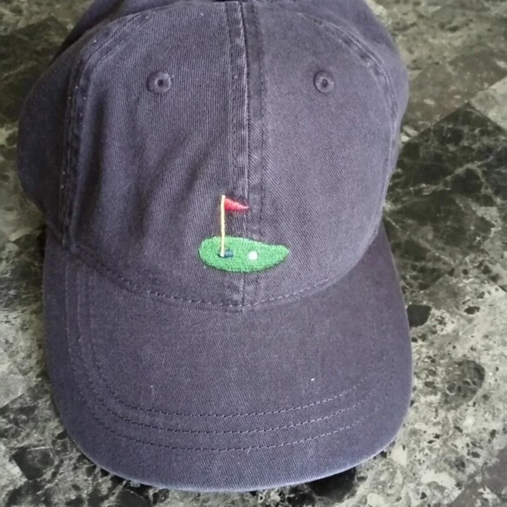 J Crew Men's Golf Graphic Embroired‎ Hat Navy Adjustable Strap